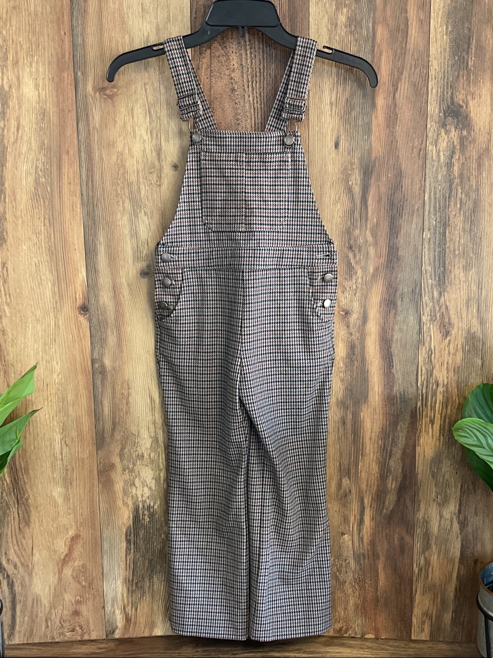 Zara Checked Houndstooth Overalls Jumpsuit Youth 8